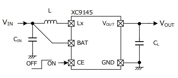 Application Circuit Diagram - Torex Semiconductor XC9145 Step-Up DC/DC Converters